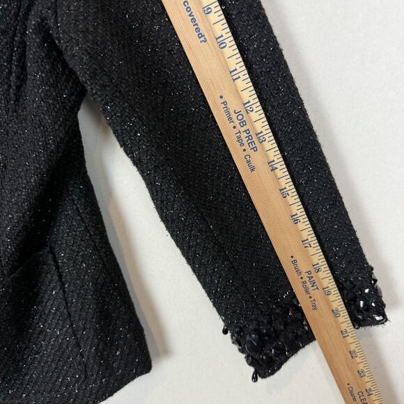 Boston Proper Blazer Jacket Women 12 Black Embellished Sequin Lined Wool Blend - Picture 12 of 12